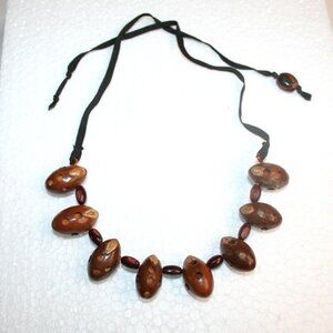 ETHNIC STYLE BROWN BEAD CHOKER NECKLACE